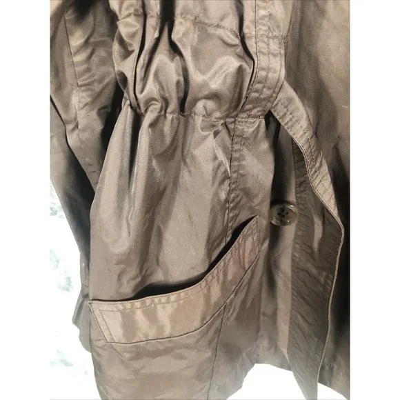 Daisy Fuentes 2 Button Woman’s Belted Wind Breaker Jacket Large Brown - Picture 7 of 13